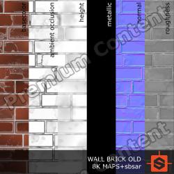 PBR substance material of wall brick old created in substance designer for graphic designers and game developers.